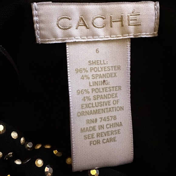 Cache Black One-Shoulder Size 6 Asymmetrical Pattern Rhinestone Embellishments - Picture 11 of 14